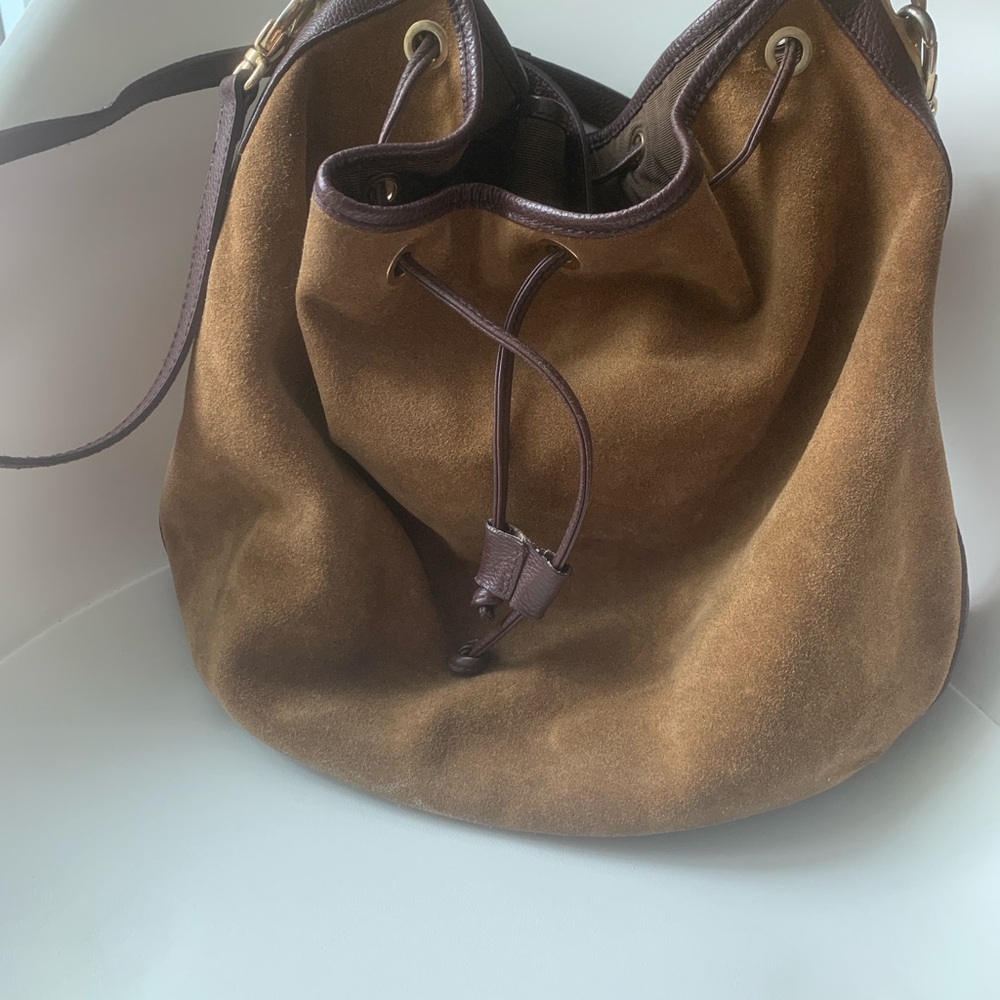 Zara genuine leather Brown Suede slouchy boho Bag